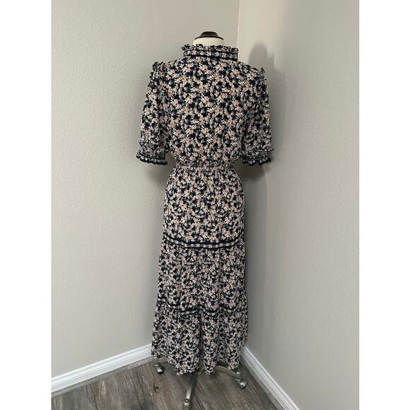 Max Studio Ruffle Tiered Maxi Dress Navy Size Large - Picture 4 of 8